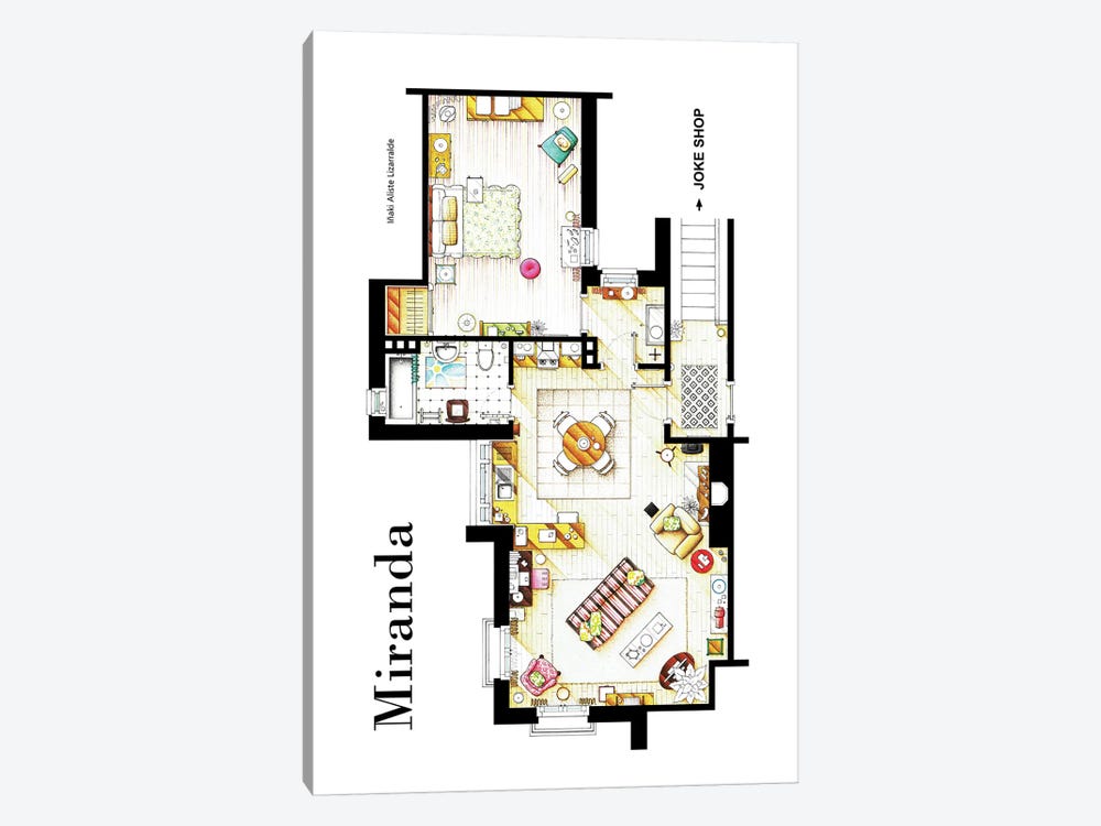 Apartment From BBC's Miranda Series by TV Floorplans & More 1-piece Canvas Art Print