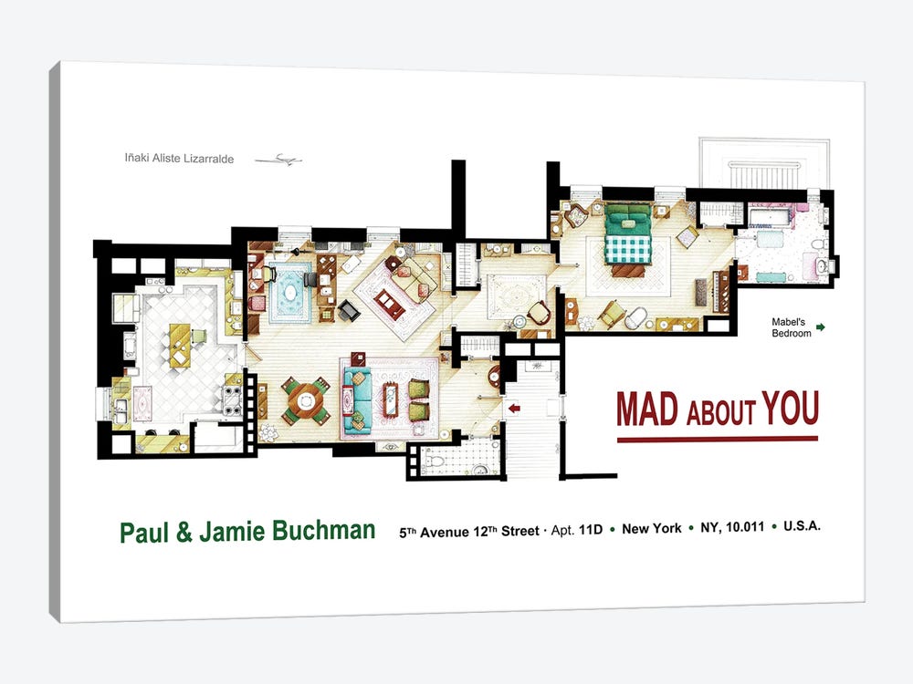Floorplan from MAD ABOUT YOU TV series by TV Floorplans & More 1-piece Canvas Art Print