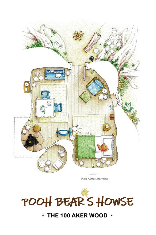 Floorplan of the little orange bear under the tree