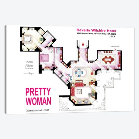 Floorplan of the suite from PRETTY WOMAN Canvas Print #TVF63} by TV Floorplans & More Canvas Wall Art