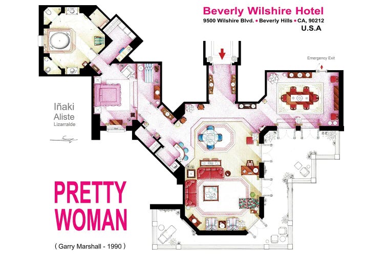 Floorplan of the suite from PRETTY WOMAN