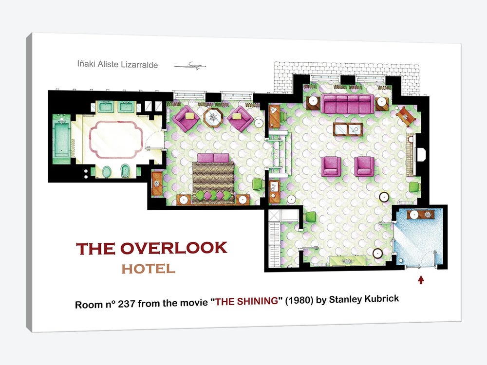 Floorplan of room 236 from THE SHINING by TV Floorplans & More 1-piece Canvas Art