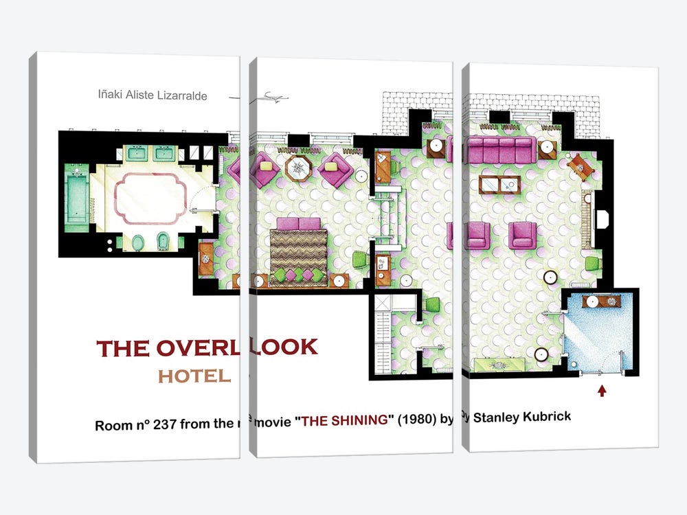 Floorplan of room 236 from THE SHINING by TV Floorplans & More 3-piece Canvas Wall Art