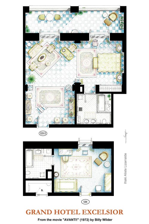 Floorplans from the movie AVANTI!