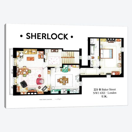 Apartment From BBC's Sherlock Series Canvas Print #TVF6} by TV Floorplans & More Canvas Wall Art