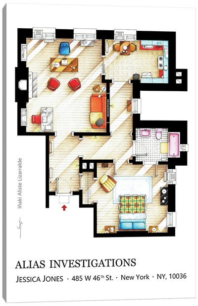 Apartment/Office Of Jessica Jones Canvas Art Print - TV Floorplans & More