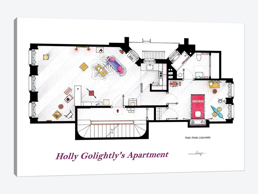 Floorplan From Breakfast At Tiffany's by TV Floorplans & More 1-piece Canvas Artwork