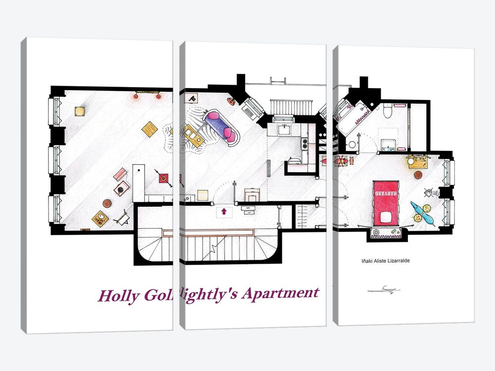 Floorplan From Breakfast At Tiffany's by TV Floorplans & More 3-piece Canvas Art