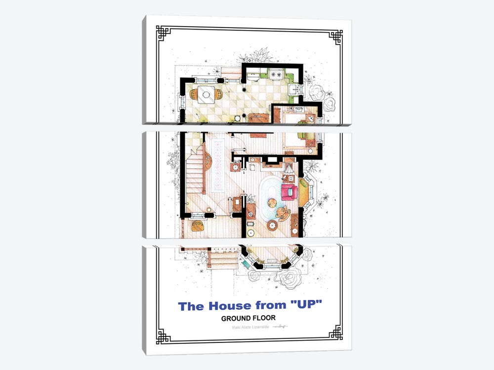 Floorplan From Up - Ground Floor by TV Floorplans & More 3-piece Canvas Print