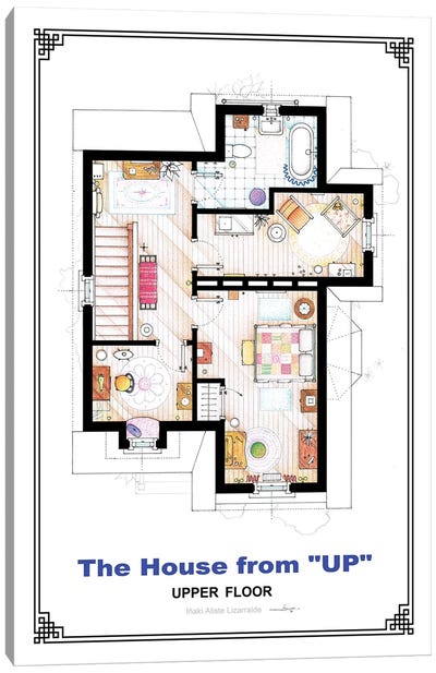 Floorplan From Up - First Floor Canvas Art Print - TV Floorplans & More