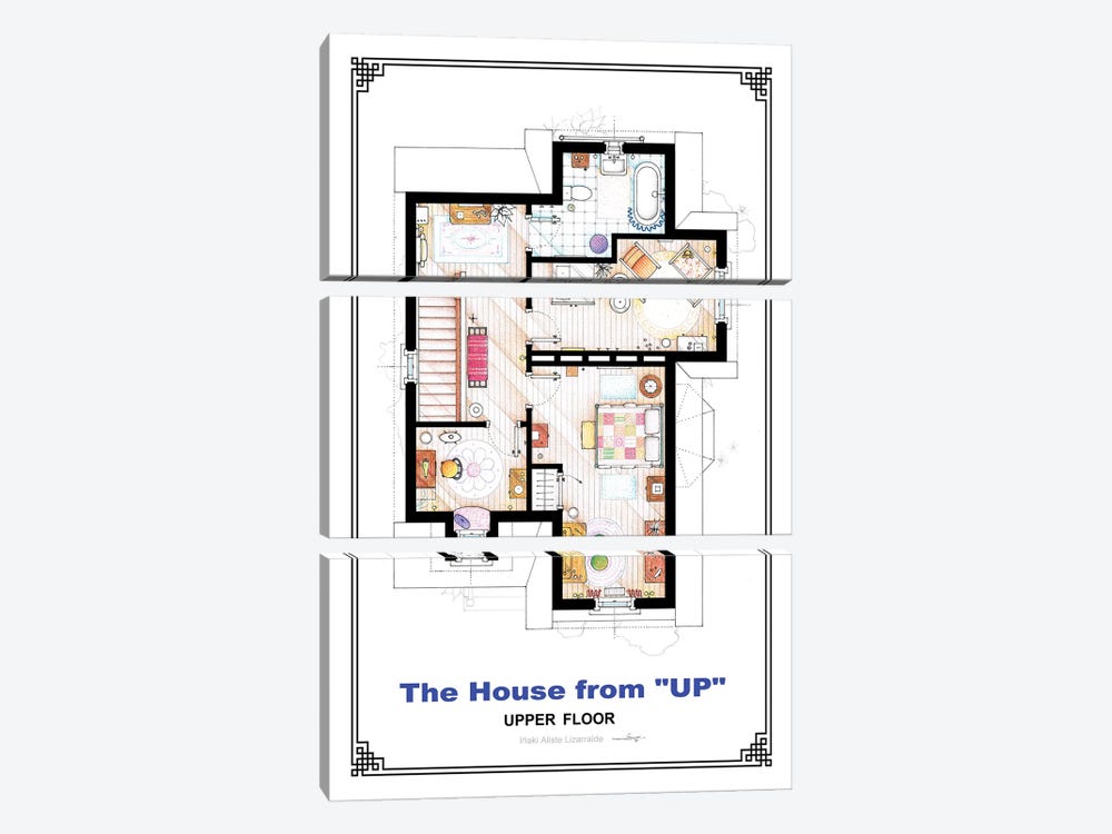 Floorplan From Up - First Floor by TV Floorplans & More 3-piece Canvas Artwork
