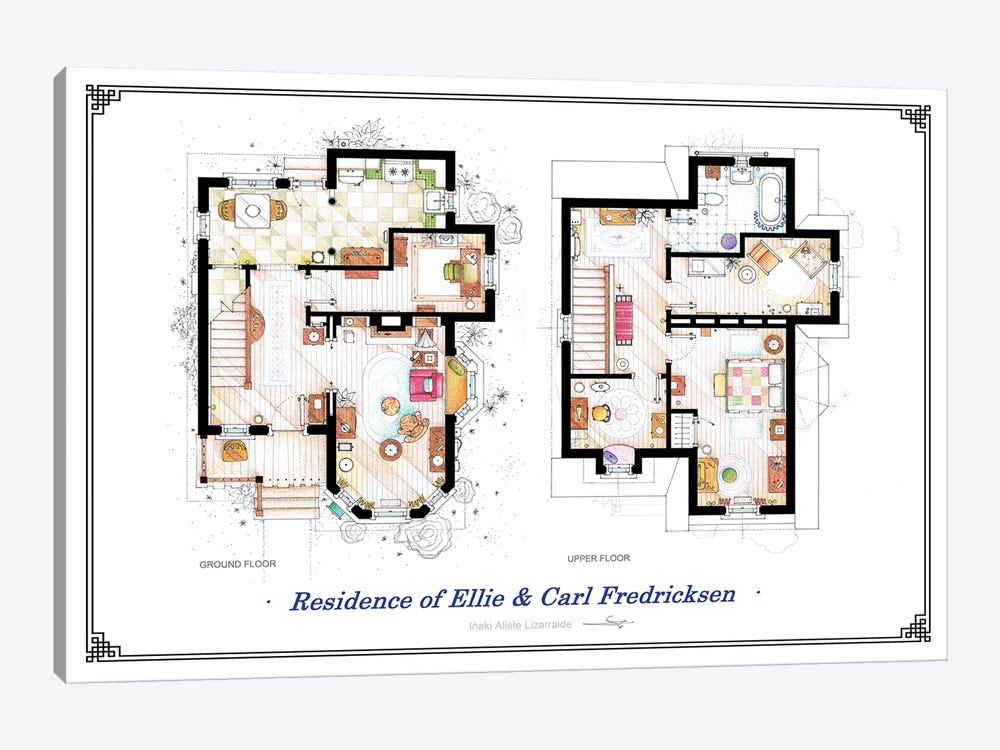 Floorplans From Up - Both by TV Floorplans & More 1-piece Canvas Art Print