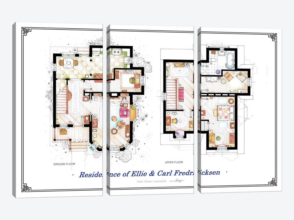 Floorplans From Up - Both by TV Floorplans & More 3-piece Canvas Print