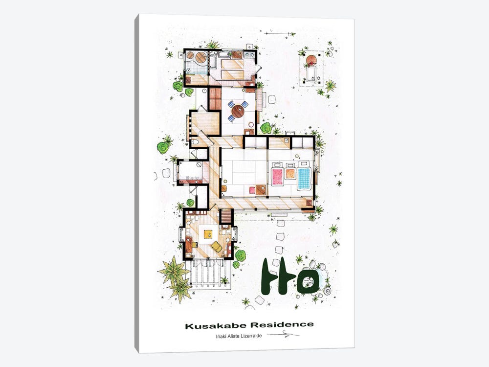 The House From Tonari No Totoro by TV Floorplans & More 1-piece Canvas Art Print