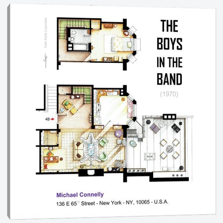 Apartment From The Boys In The Band (1970) Canvas Print #TVF79} by TV Floorplans & More Art Print