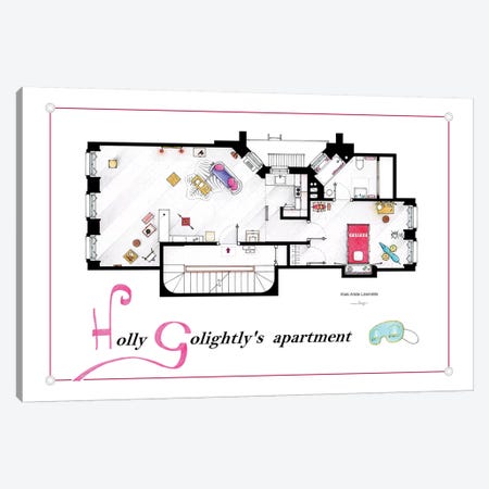 Apartment From Breakfast At Tiffany's Canvas Print #TVF7} by TV Floorplans & More Canvas Wall Art