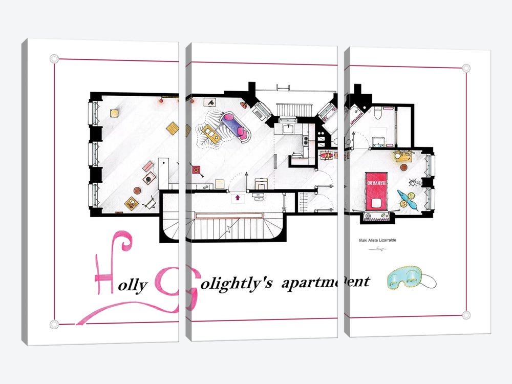 Apartment From Breakfast At Tiffany's by TV Floorplans & More 3-piece Art Print