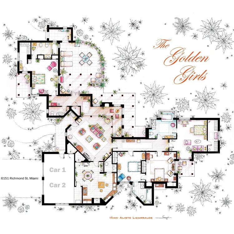 Floorplan From The Golden Girls by TV Floorplans & More wall art