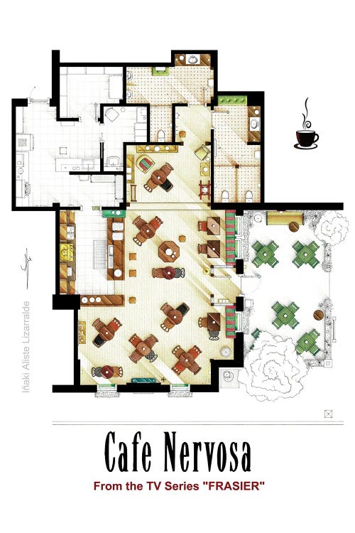 Floorplan Of Cafe Nervosa From Frasier