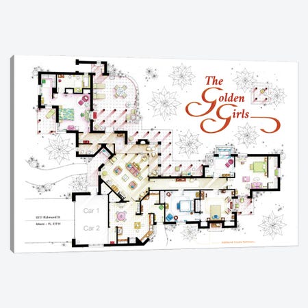 Floorplan From The Golden Girls Tv Series Canvas Print #TVF85} by TV Floorplans & More Art Print