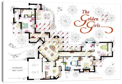 Floorplan From The Golden Girls Tv Series Canvas Art Print - Eighties Nostalgia Art