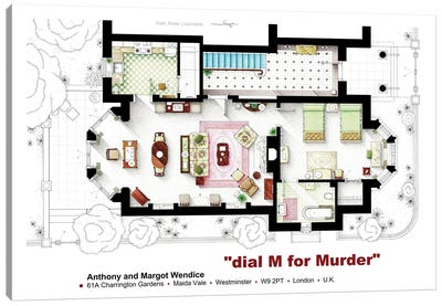 Floorplan From Hitchcock'S Dial M For Murder Canvas Art Print - Crime & Gangster Movie Art
