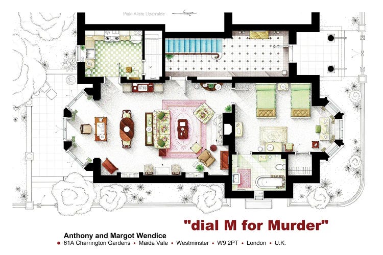Floorplan From Hitchcock'S Dial M For Murder by TV Floorplans & More wall art