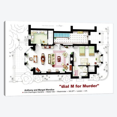 Floorplan From Hitchcock'S Dial M For Murder Canvas Print #TVF86} by TV Floorplans & More Canvas Print