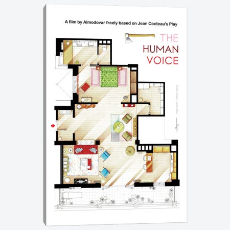 Floorplan Of Almodovar's The Human Voice Canvas Print #TVF88} by TV Floorplans & More Canvas Wall Art