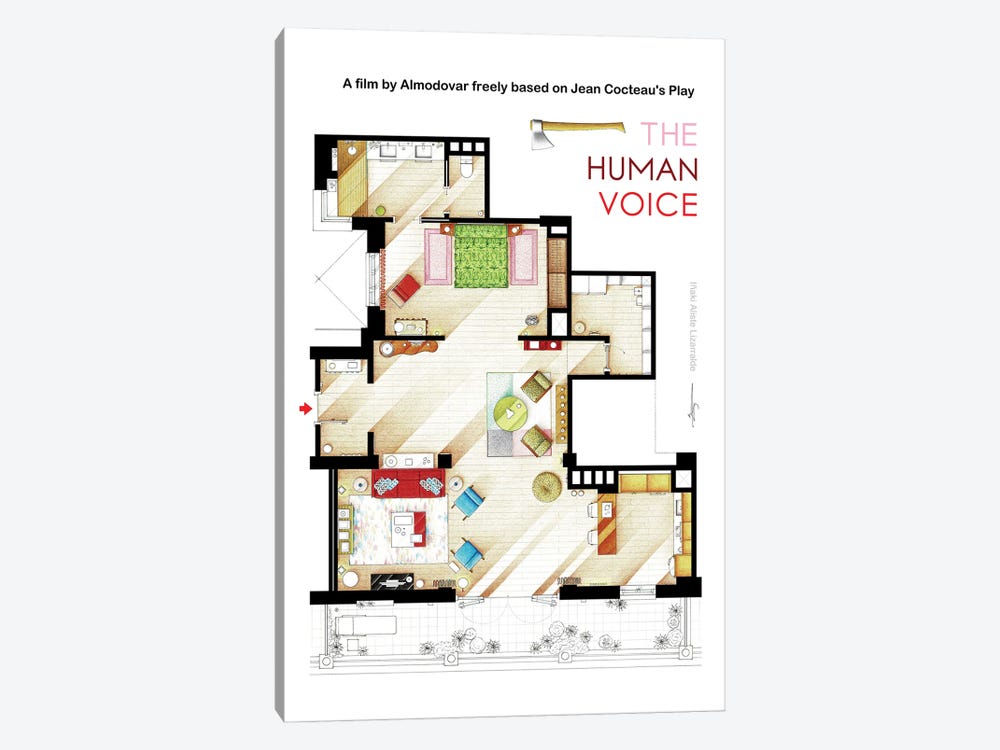 Floorplan Of Almodovar's The Human Voice by TV Floorplans & More 1-piece Canvas Wall Art