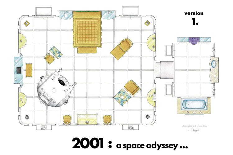 Floorplan Of The Room From 2001 A Space Odyssey by TV Floorplans & More wall art