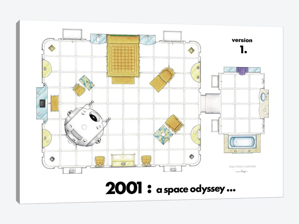 Floorplan Of The Room From 2001 A Space Odyssey by TV Floorplans & More 1-piece Canvas Print