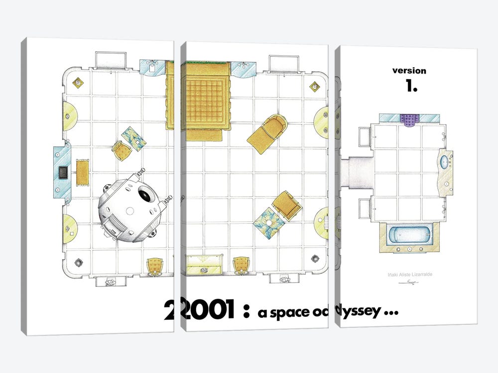 Floorplan Of The Room From 2001 A Space Odyssey by TV Floorplans & More 3-piece Art Print