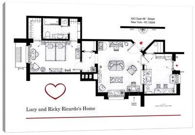 Apartment From I Love Lucy Canvas Art Print - Blueprints & Patent Sketches