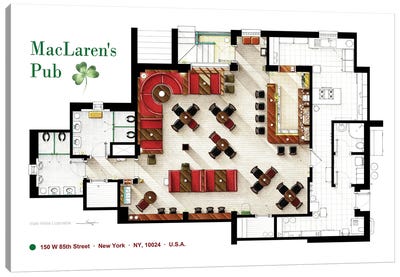 Floorplan Of MacLaren's Pub From HIMYM Canvas Art Print - TV Floorplans & More