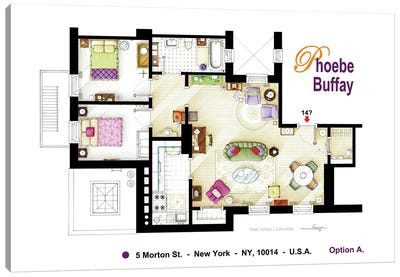 Floorplan Of Phoebe's Apartment From Friends Canvas Art Print - TV Floorplans & More