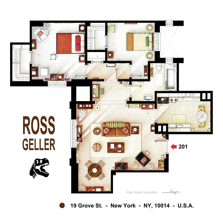 Floorplan Of Ross's Apartment From Friends