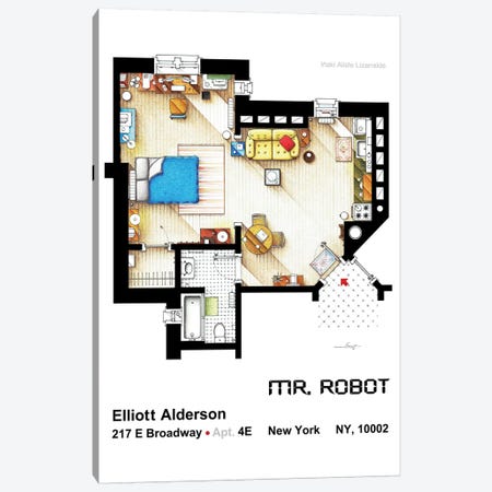 Apartment From Mr Robot Canvas Print #TVF9} by TV Floorplans & More Art Print
