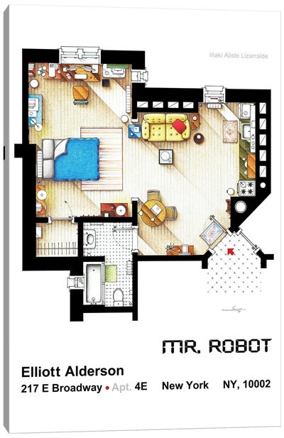 Apartment From Mr Robot Canvas Art Print - TV Floorplans & More