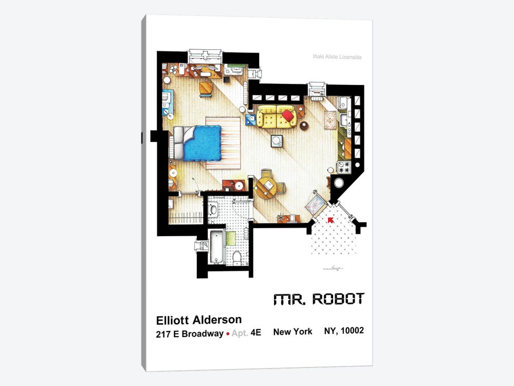 Apartment From Mr Robot by TV Floorplans & More 1-piece Canvas Art Print