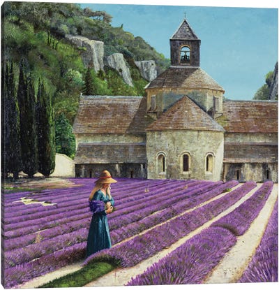 Lavender Picker, Abbaye Senanque, Provence Canvas Art Print - European Décor