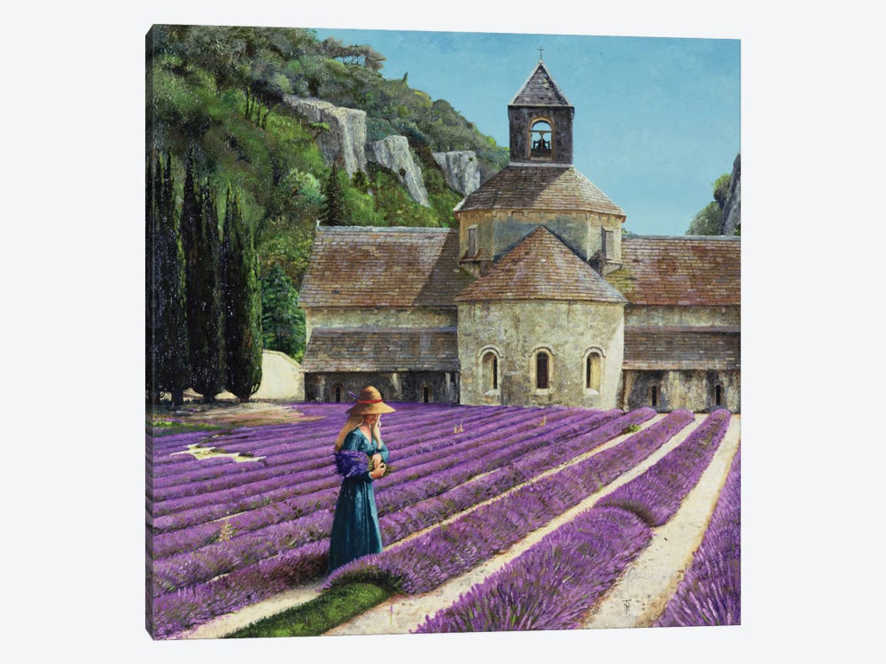 Lavender Picker, Abbaye Senanque, Provence by Trevor Neal 1-piece Canvas Art Print