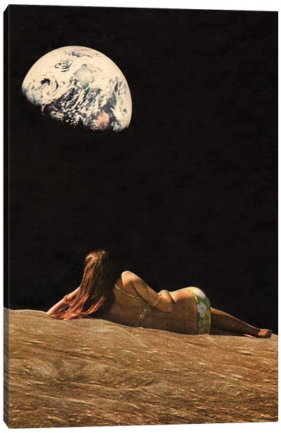 Moon Vacay Canvas Art Print - Lingerie Art