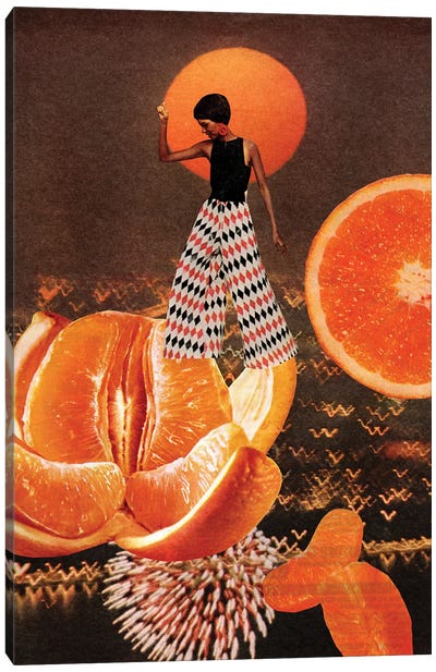 Orange Moon Canvas Art Print - Women's Pants Art