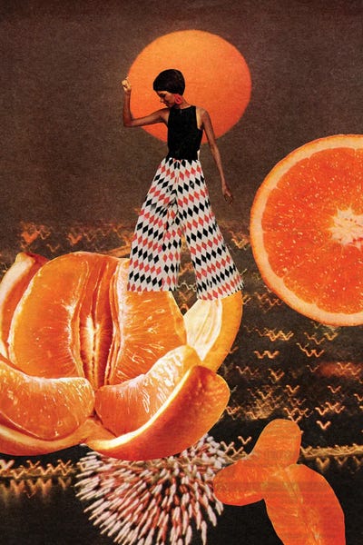 Women's Pants: Orange Moon by Tyler Varsell