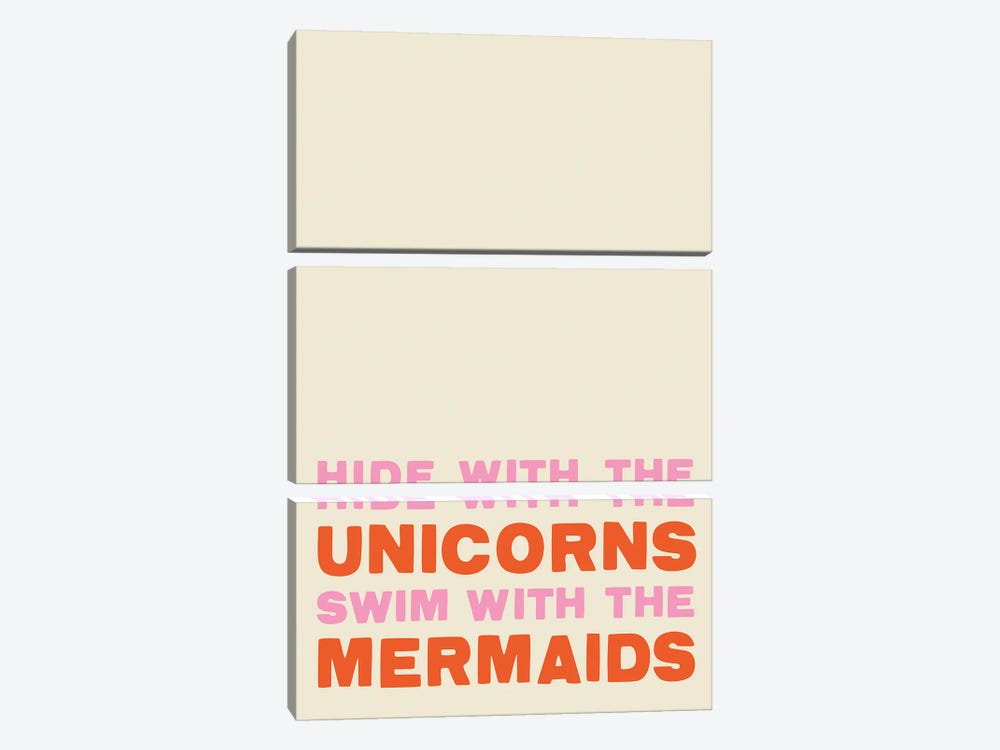 Unicorns Mermaids by The Whiskey Ginger 3-piece Canvas Print