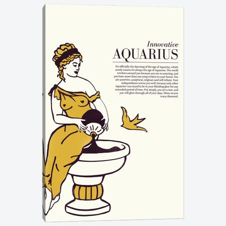 Zodiac Gold Aquarius Canvas Print #TWG108} by The Whiskey Ginger Canvas Art