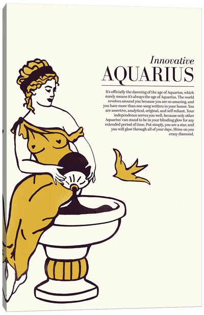 Zodiac Gold Aquarius Canvas Art Print - Aquarius Art