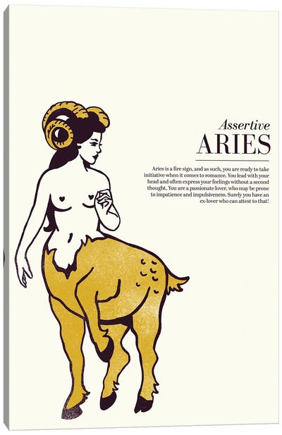 Zodiac Gold Aries Canvas Art Print - Aries Art