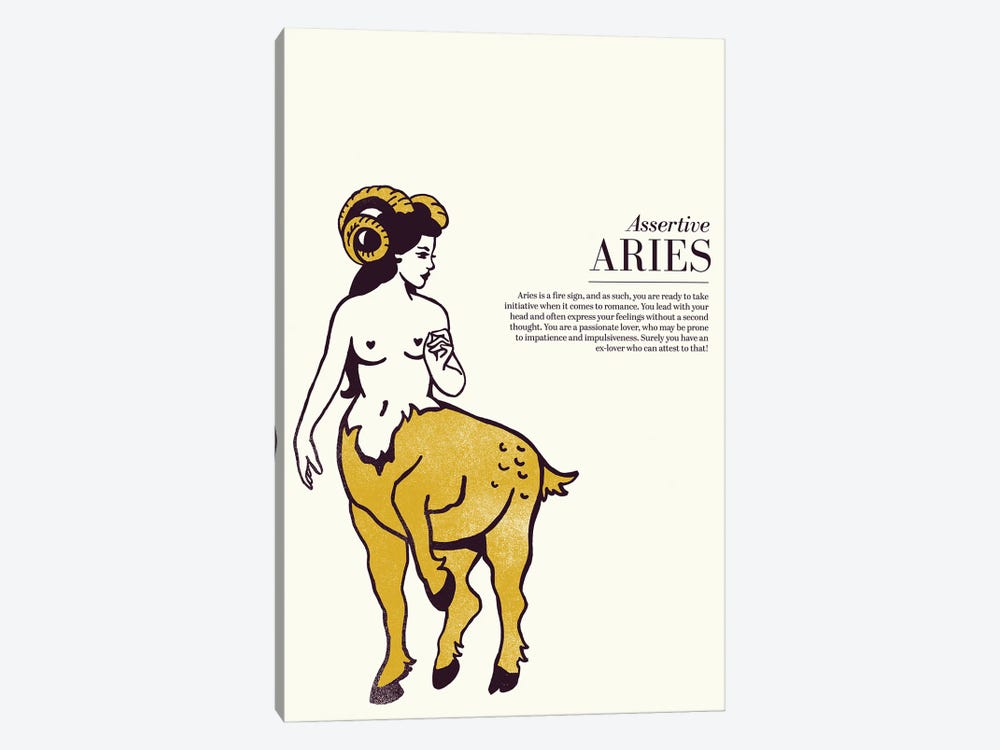 Zodiac Gold Aries by The Whiskey Ginger 1-piece Canvas Art Print